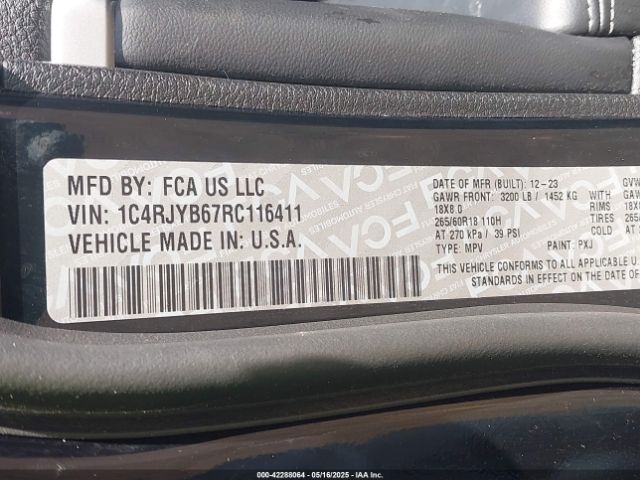 1C4RJYB67RC116411 Jeep Grand Cherokee 4xe