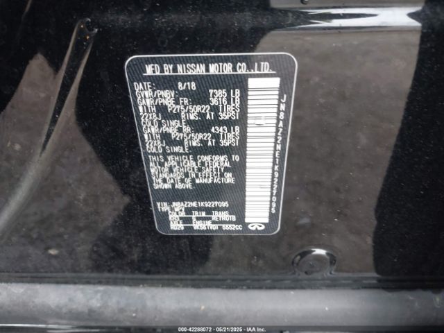 JN8AZ2NE1K9227095 Infiniti QX80 LUXE