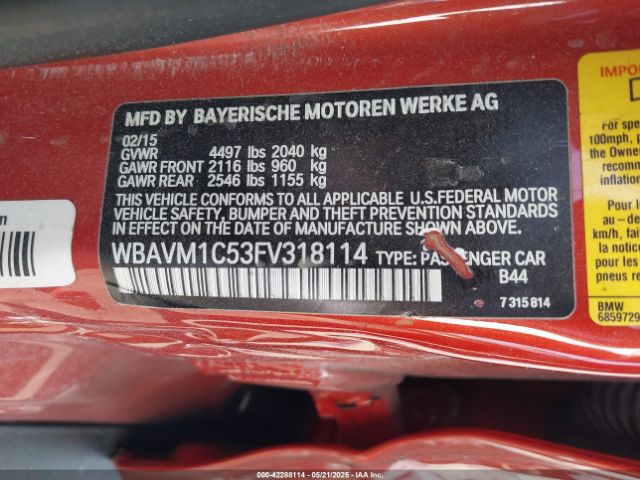 WBAVM1C53FV318114 BMW X1 Sdrive28i