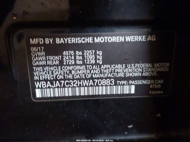 2017 BMW 530I WBAJA7C32HWA70883 Photo 8