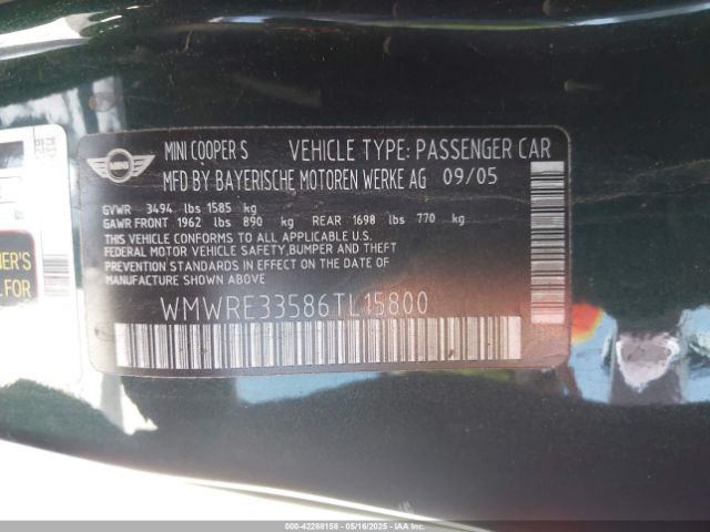 2006 MINI COOPER S WMWRE33586TL15800 Photo 8