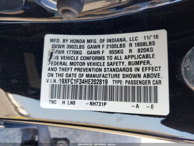19XFC1F34HE202819 Honda Civic Ex-t
