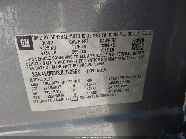 3GKALMEV8JL323552 GMC lyx - direct injection, vvt, fgt, turbo, alum, gen 1