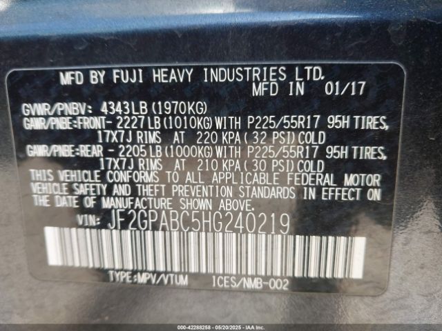 JF2GPABC5HG240219 Subaru Crosstrek 2.0i Premium