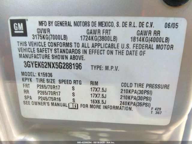 2005 CADILLAC ESCALADE EXT 3GYEK62NX5G288196 Photo 8