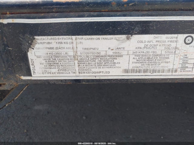 2019 CARRY ON OTHER 4YMBU1210KN003024 Photo 8