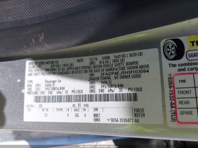 3FADP4EJ5HM103094 Ford FIESTA SE