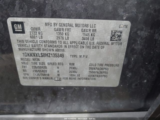 1GKKNXLS8HZ135349 GMC Acadia Denali