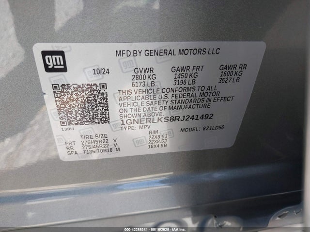 1GNERLKS8RJ241492 Chevrolet lk0