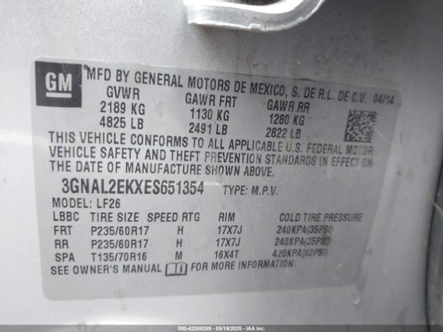 3GNAL2EKXES651354 Chevrolet Captiva Sport 2ls