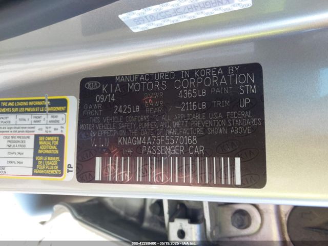 KNAGM4A75F5570168 KIA Optima Lx