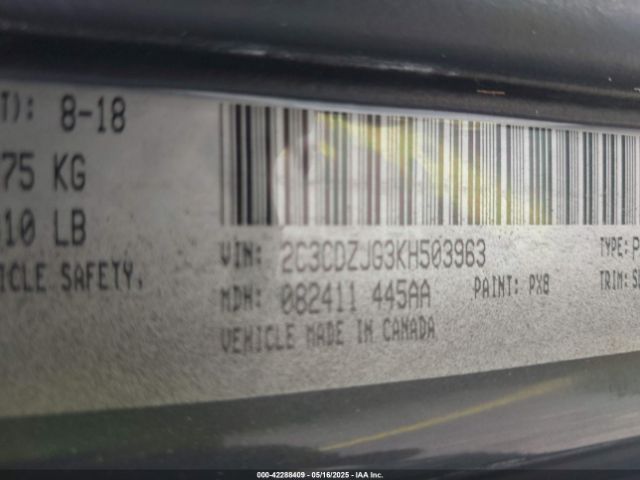2C3CDZJG3KH503963 Dodge Challenger Gt