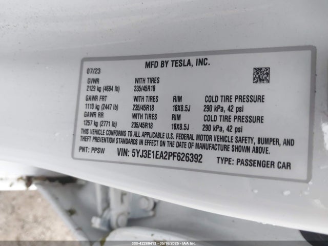 2023 TESLA MODEL 3 5YJ3E1EA2PF626392 Photo 8