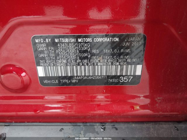 2017 MITSUBISHI OUTLANDER SPORT JA4AP3AU4HZ064711 Photo 8