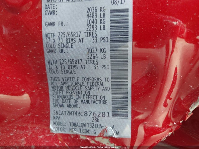 Nissan Rogue 2017 5N1AT2MT4HC876281 Image 9