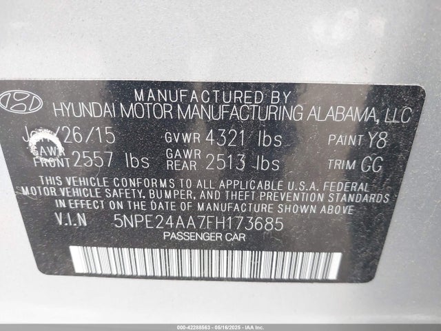 5NPE24AA7FH173685 Hyundai dohc t-gdi gamma