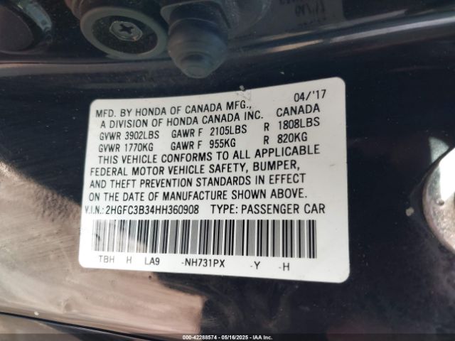 2HGFC3B34HH360908 Honda Civic Ex-t
