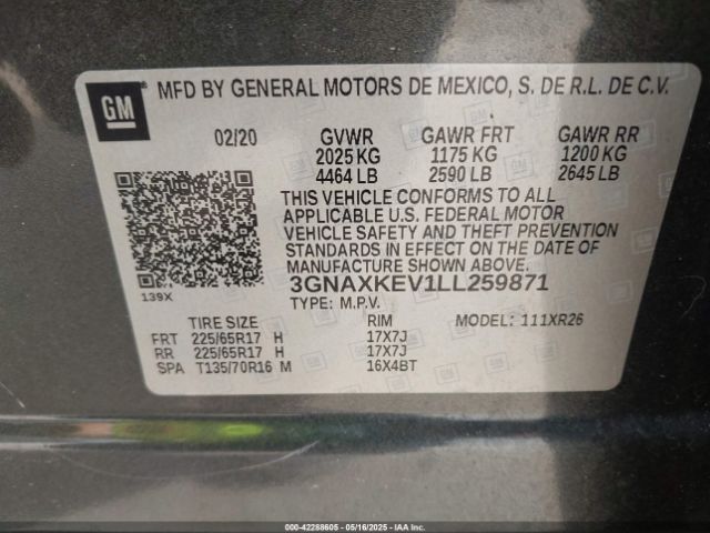 2020 CHEVROLET EQUINOX 3GNAXKEV1LL259871 Photo 8