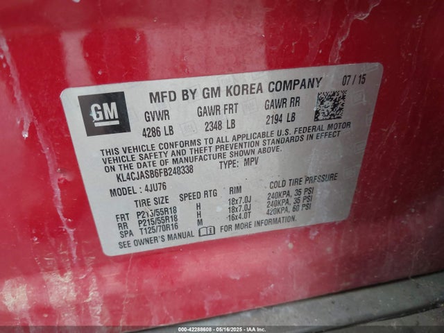 Buick Encore 2015 KL4CJASB6FB248338 Image 9