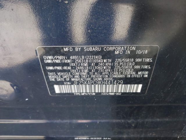 JF2SKAPC9KH441429 Subaru Forester Sport