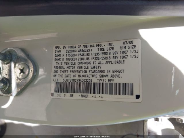 2009 ACURA RDX 5J8TB18279A003246 Photo 8