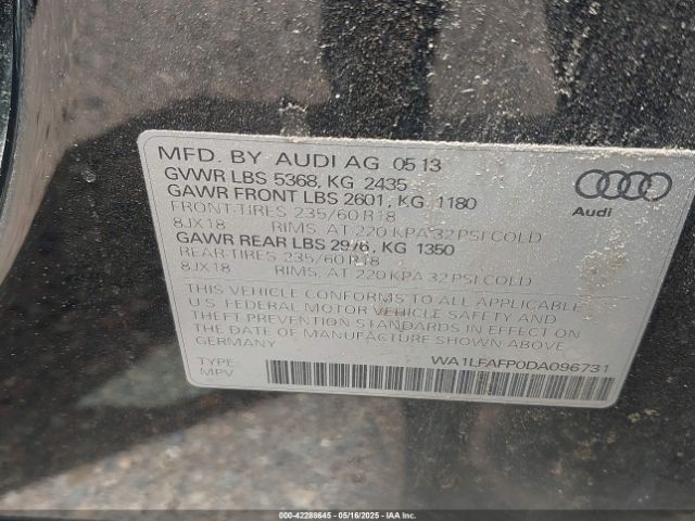 2013 AUDI Q5 WA1LFAFP0DA096731 Photo 8