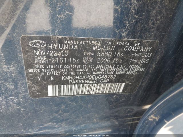 KMHDH4AH0EU048762 Hyundai Elantra Sport