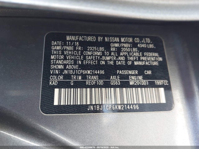 JN1BJ1CP6KW214496 Nissan Rogue Sport Sv