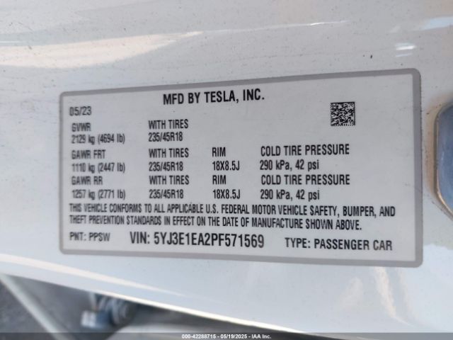 2023 TESLA MODEL 3 5YJ3E1EA2PF571569 Photo 8