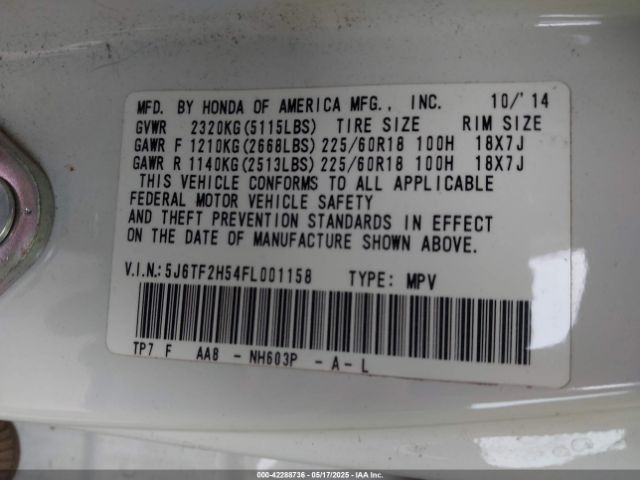 5J6TF2H54FL001158 Honda Crosstour Ex-l V6