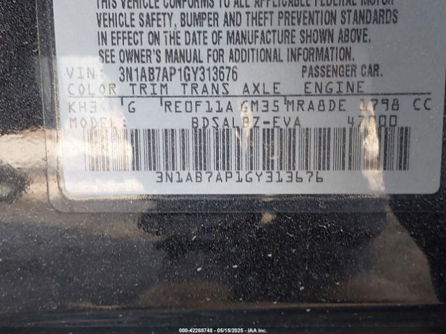 3N1AB7AP1GY313676 Nissan SENTRA S