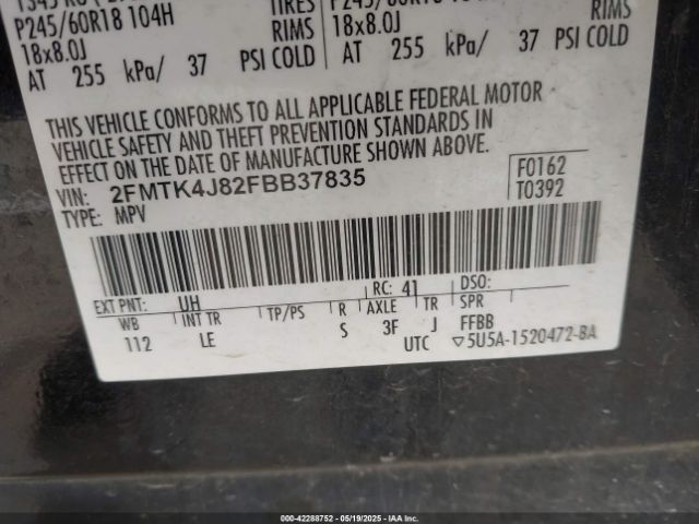 2FMTK4J82FBB37835 Ford EDGE SEL