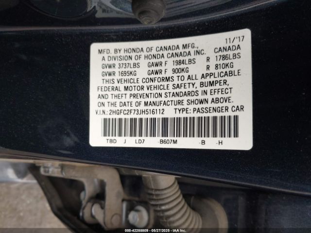 2HGFC2F73JH516112 Honda CIVIC EX