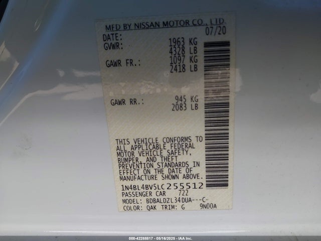 1N4BL4BV5LC255512 Nissan 2020