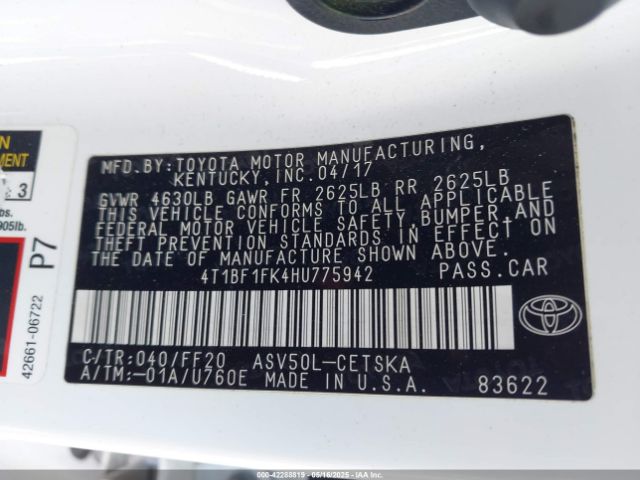 4T1BF1FK4HU775942 Toyota CAMRY SE