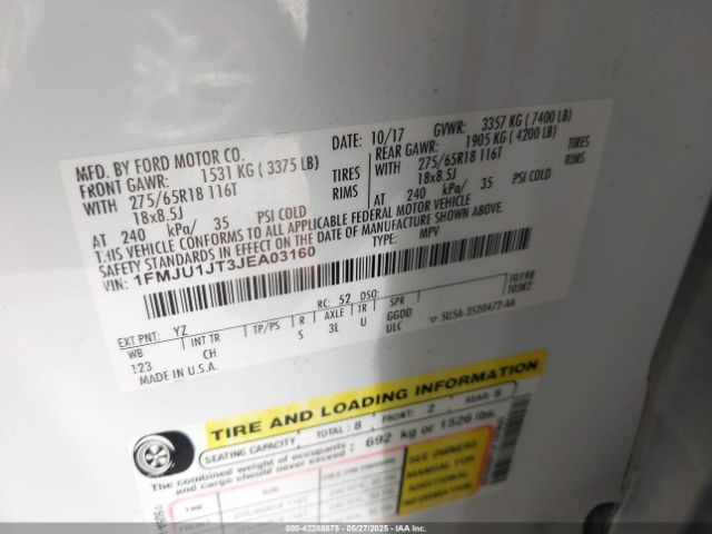 1FMJU1JT3JEA03160 Ford Expedition Xlt