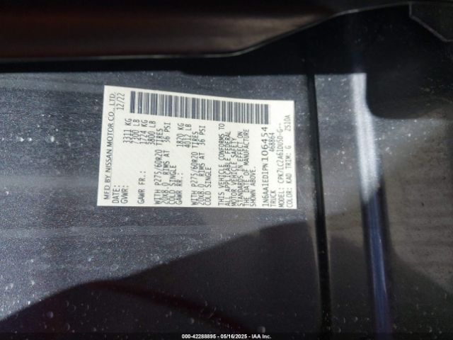 1N6AA1ED1PN106454 Nissan Titan Sv 4x4