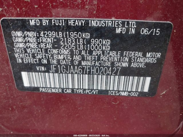JF1GJAA67FH020427 Subaru Impreza 2.0i