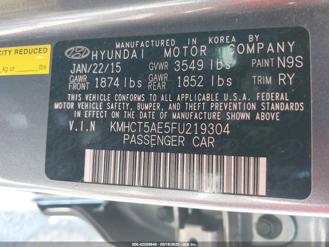 KMHCT5AE5FU219304 Hyundai dohc gdi gamma
