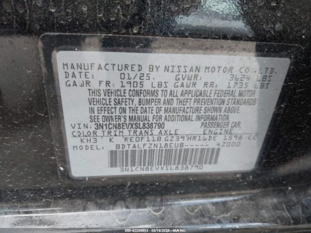 3N1CN8EVXSL838790 Nissan Versa 1.6 Sv