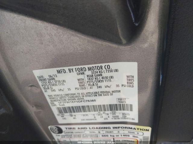 2013 FORD F-150 1FTFW1EF0DFC76385 Photo 8