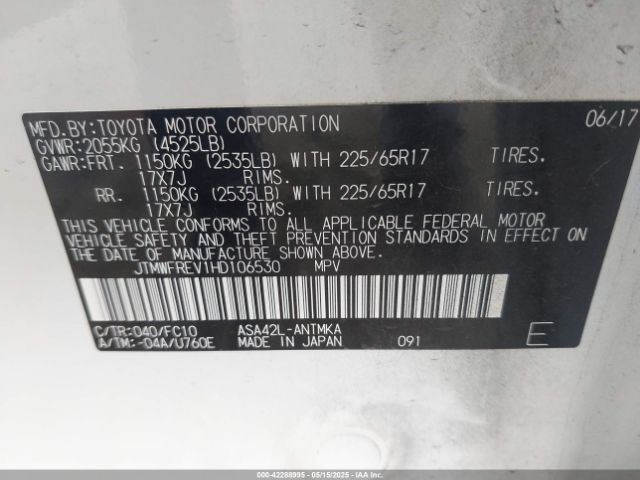 JTMWFREV1HD106530 Toyota 2ar-fe
