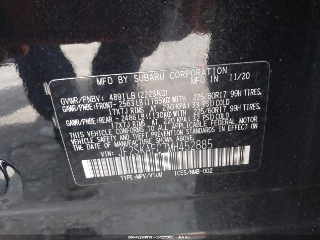JF2SKAFC7MH452885 Subaru Forester Premium