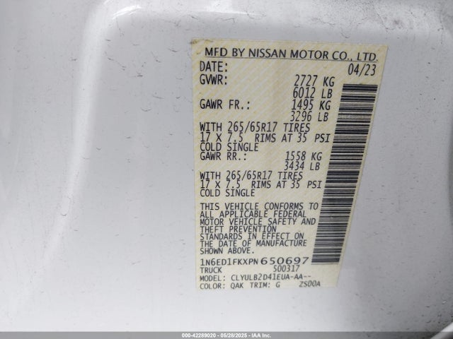 1N6ED1FKXPN650697 Nissan 2023