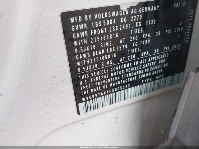 WVGBV7AX4HK005373 Volkswagen 2.0 tsi