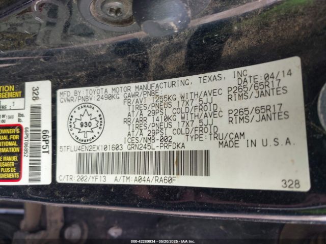 5TFLU4EN2EX101603 Toyota Tacoma Base V6