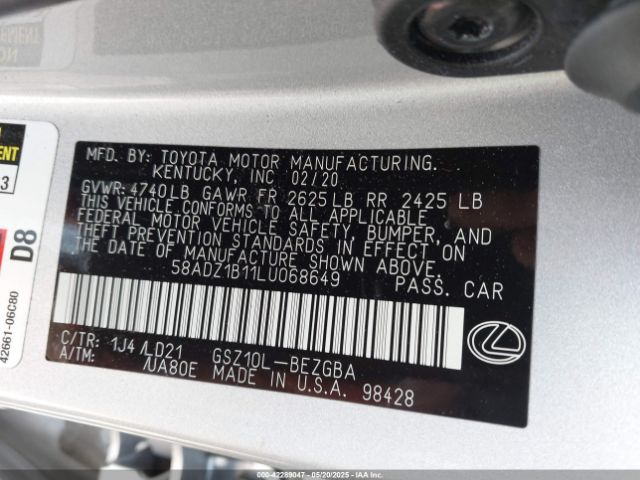 2020 LEXUS ES 350 58ADZ1B11LU068649 Photo 8