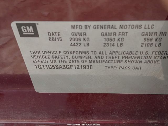 1G11C5SA3GF121930 Chevrolet Malibu Limited Lt