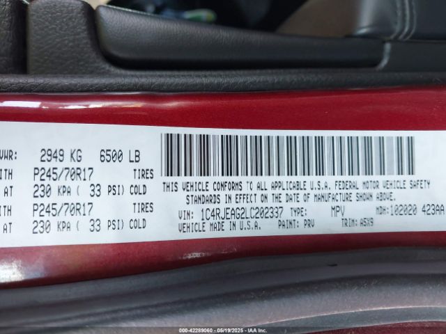 2020 JEEP GRAND CHEROKEE 1C4RJEAG2LC202337 Photo 8