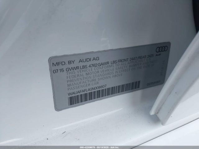 WAUAFAFL4GN008607 Audi A4 2.0t Premium